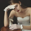 Nueva novia vestido de novia guantes de satén elástico simple foto blanco y negro bow guantes Application Scenario